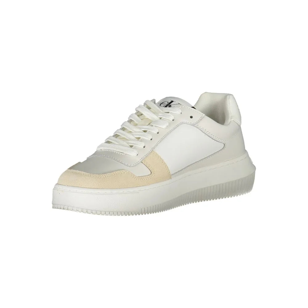 Calvin Klein Elegant White Lace-Up Sneakers with Contrast Detail - EU40/US10