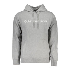Calvin Klein ’Gray Cotton Men Sweater with Hood and Central Pocket’ - Hoodies