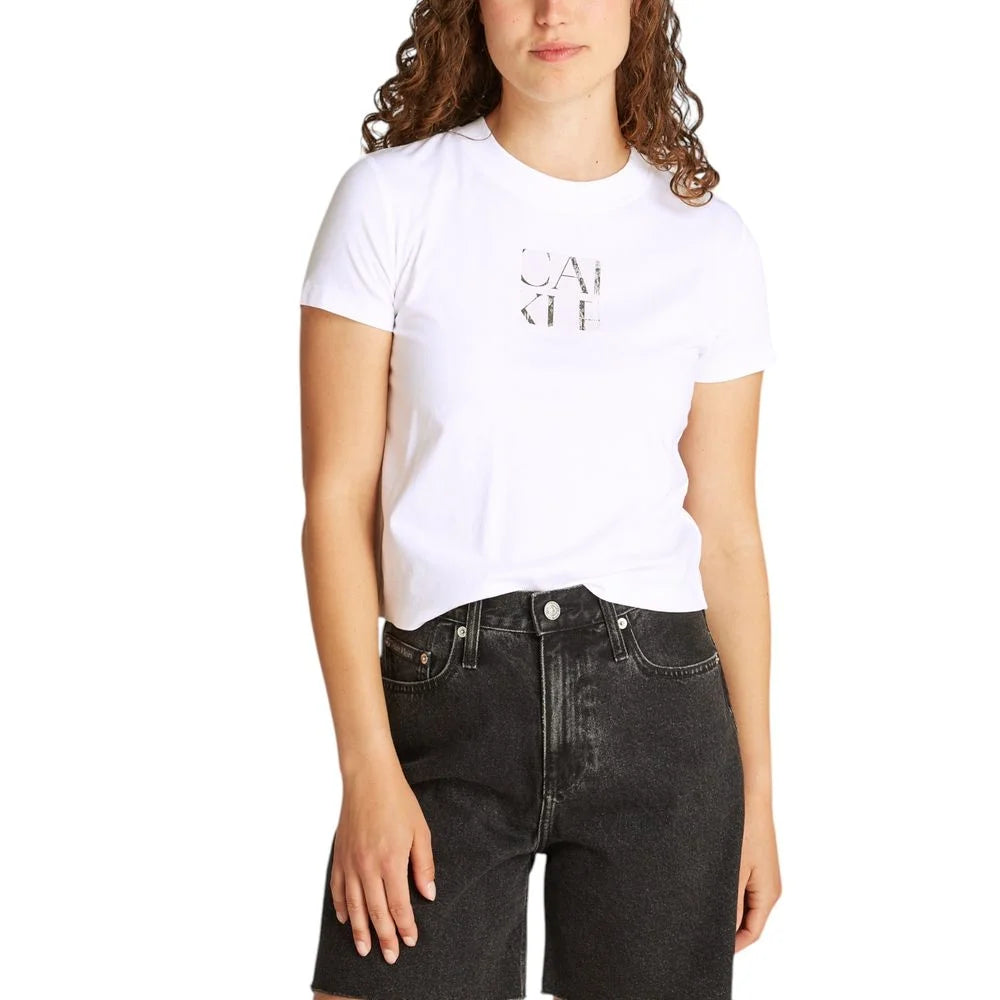 Calvin Klein Jeans White Recycled Cotton T-Shirt - IT38|XS