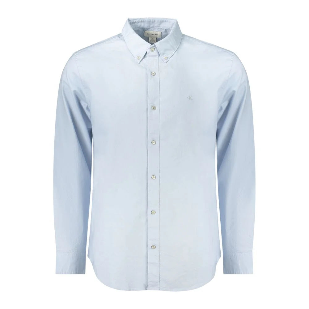 Calvin Klein Light Blue Cotton Men Shirt - S - Shirts