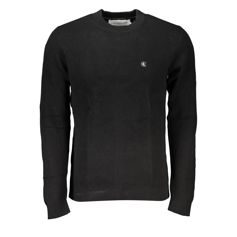 Calvin Klein Sleek Black Crew Neck Sweater with Logo - XL