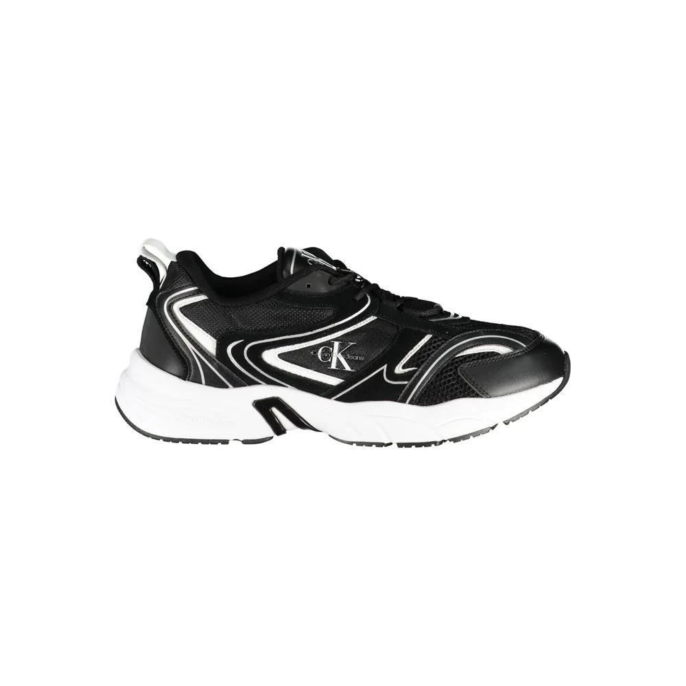 Calvin Klein Sleek Black Lace-Up Sneakers with Contrast Details - Sneakers