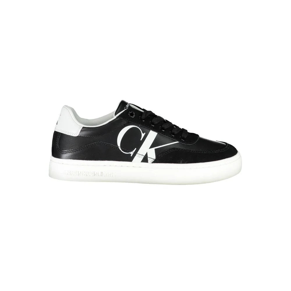 Calvin Klein Sleek Black Lace-Up Sneakers With Contrast Details - Sneakers