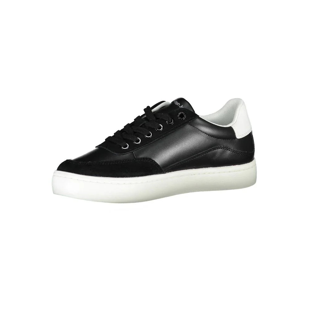 Calvin Klein Sleek Black Lace-Up Sneakers With Contrast Details - Sneakers