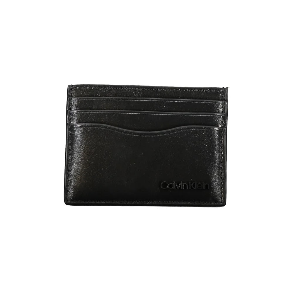 Calvin Klein Sleek Black Leather Card Holder - Card Cases
