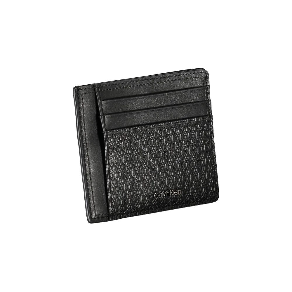 Calvin Klein Sleek Black Leather Coin Purse with Card Holder - Wallets