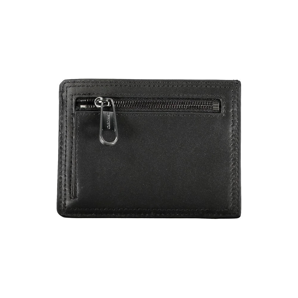 Calvin Klein Sleek Black Leather Coin Purse with Card Holder - Wallets