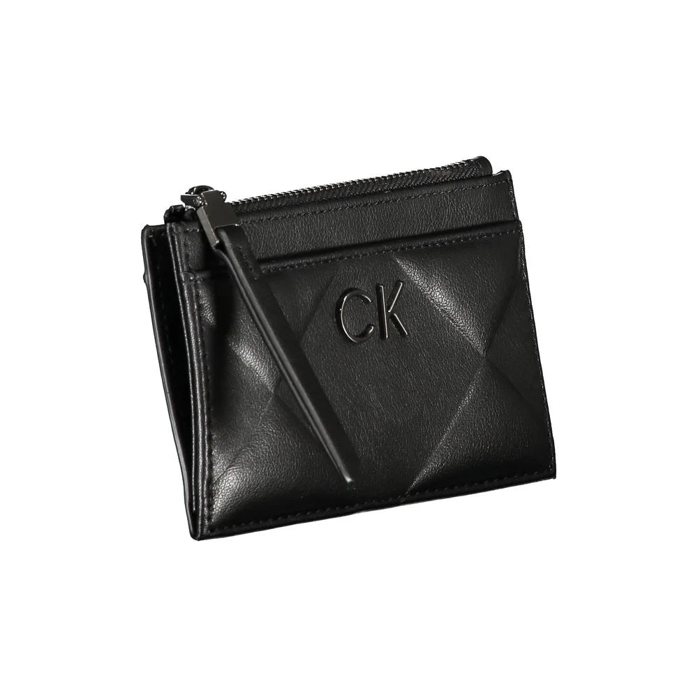 Calvin Klein Sleek Black Zip Wallet with Contrast Detailing - Wallets