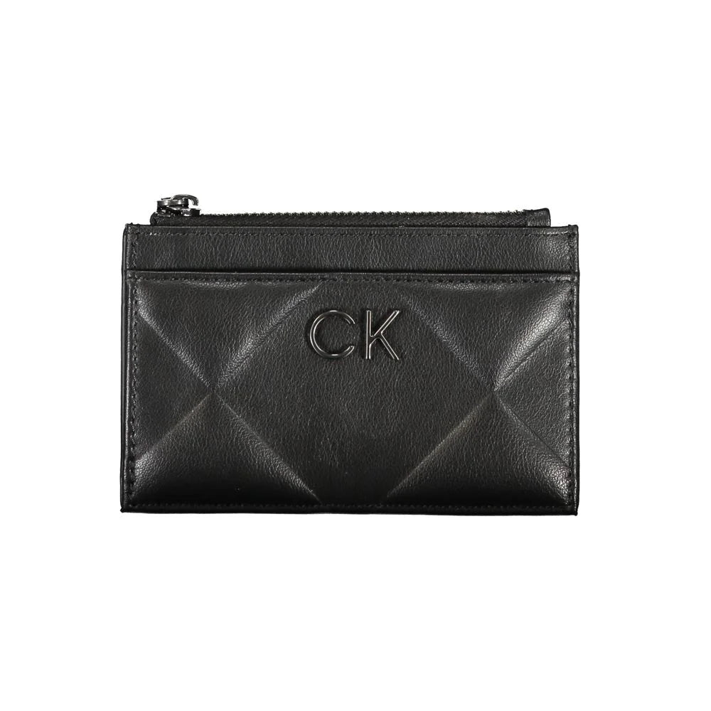 Calvin Klein Sleek Black Zip Wallet with Contrast Detailing - Wallets