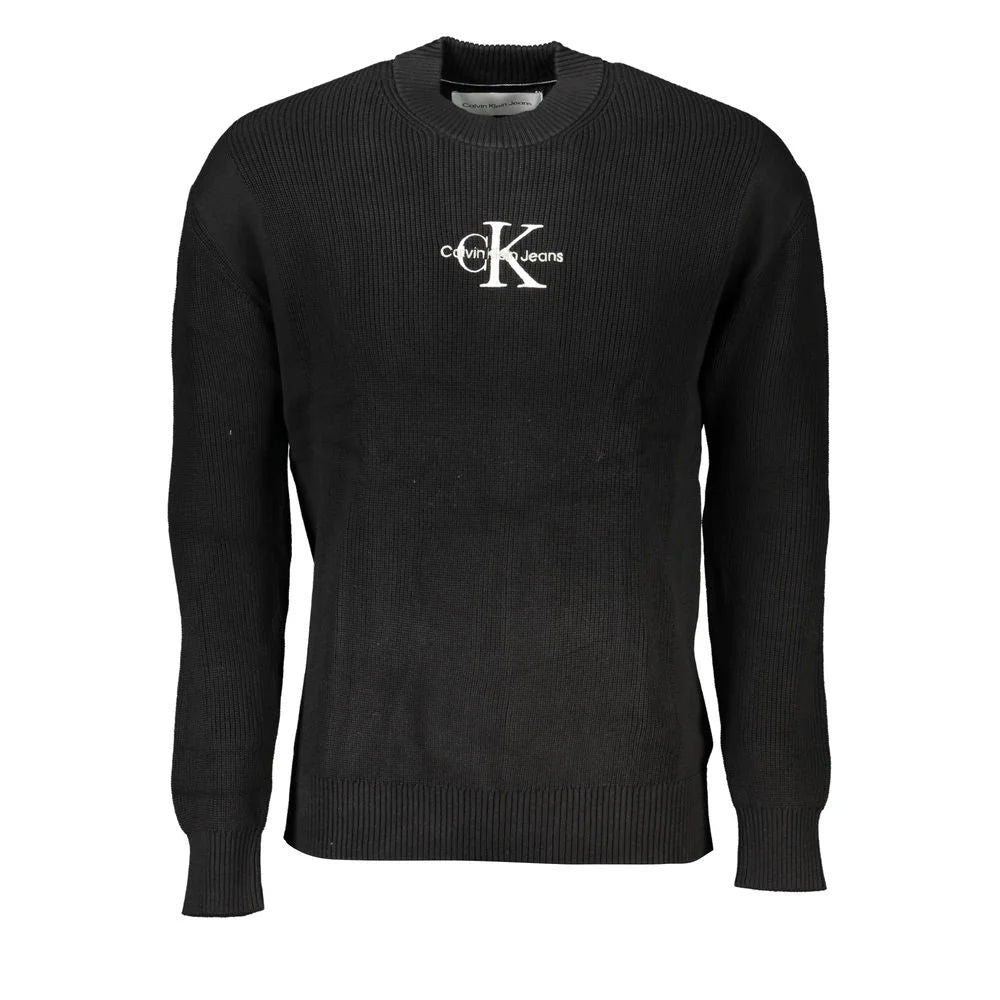 Calvin Klein Sleek Cotton Crew Neck Sweater with Contrast Details - XL