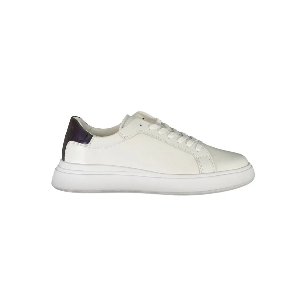 Calvin Klein Sleek White Contrast Lace-Up Sneakers - Sneakers