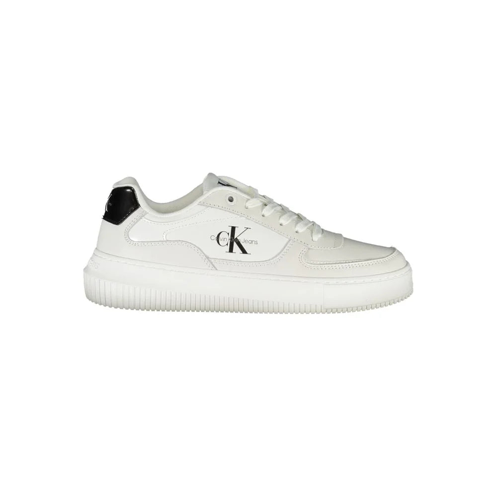 Calvin Klein Sleek White Lace-Up Sneakers with Contrast Details - Sneakers