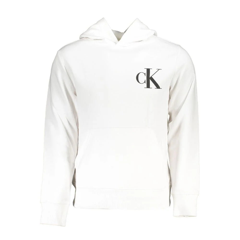 Calvin Klein White Cotton Men Sweater with Hood - XXL - Hoodies