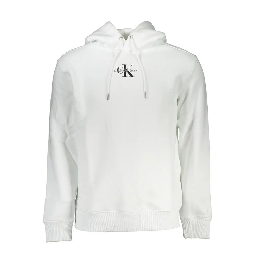 Calvin Klein White Cotton Men’s Sweater with Hood - Hoodies