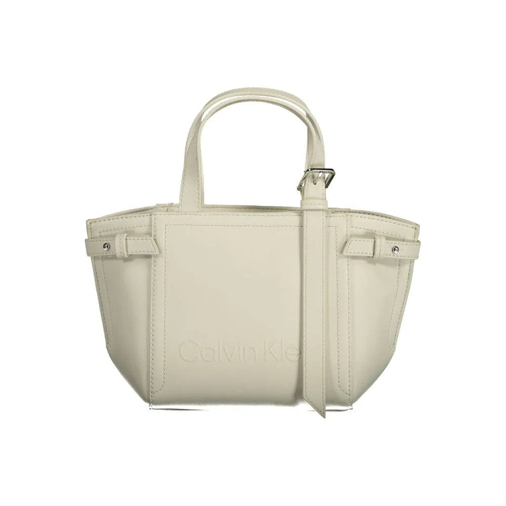 Calvin Klein White Polyester Handbag - Shopper Bags