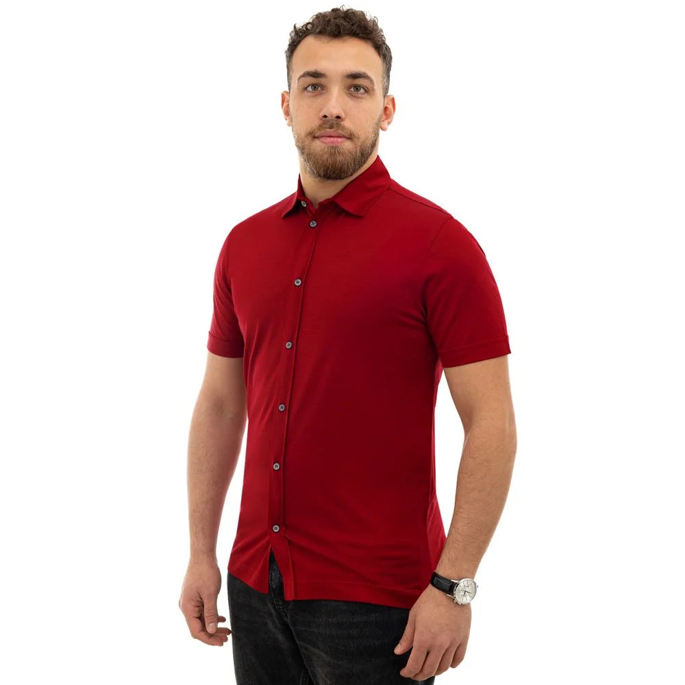 Canali Red Cotton Shirt - IT50 | L - Shirts