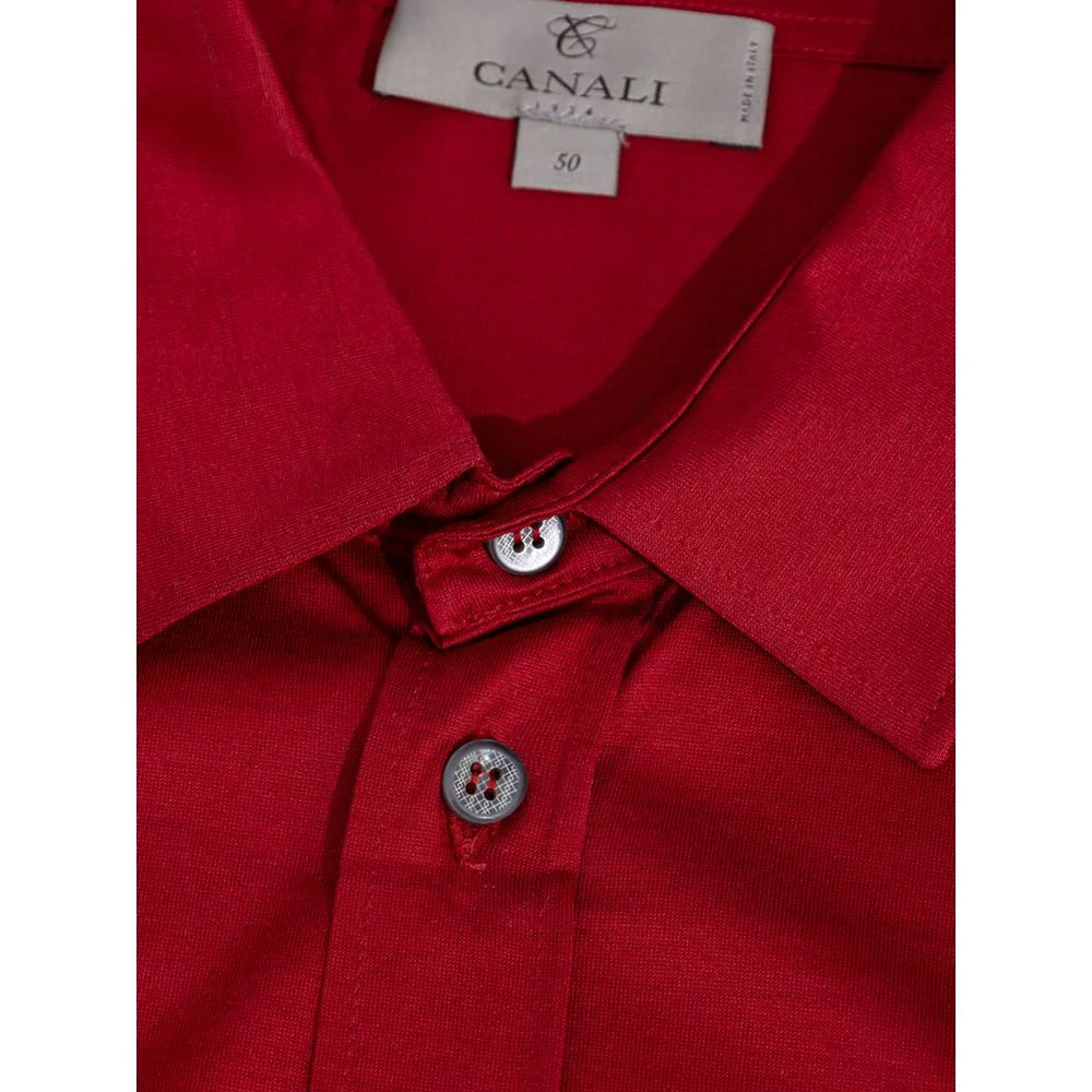 Canali Red Cotton Shirt - IT50 | L - Shirts