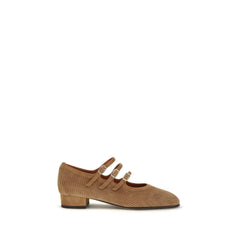 Carel Paris Beige Calf Leather Bos Taurus Ballet Flats - Flats