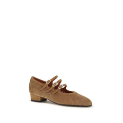 Carel Paris Beige Calf Leather Bos Taurus Ballet Flats - Flats