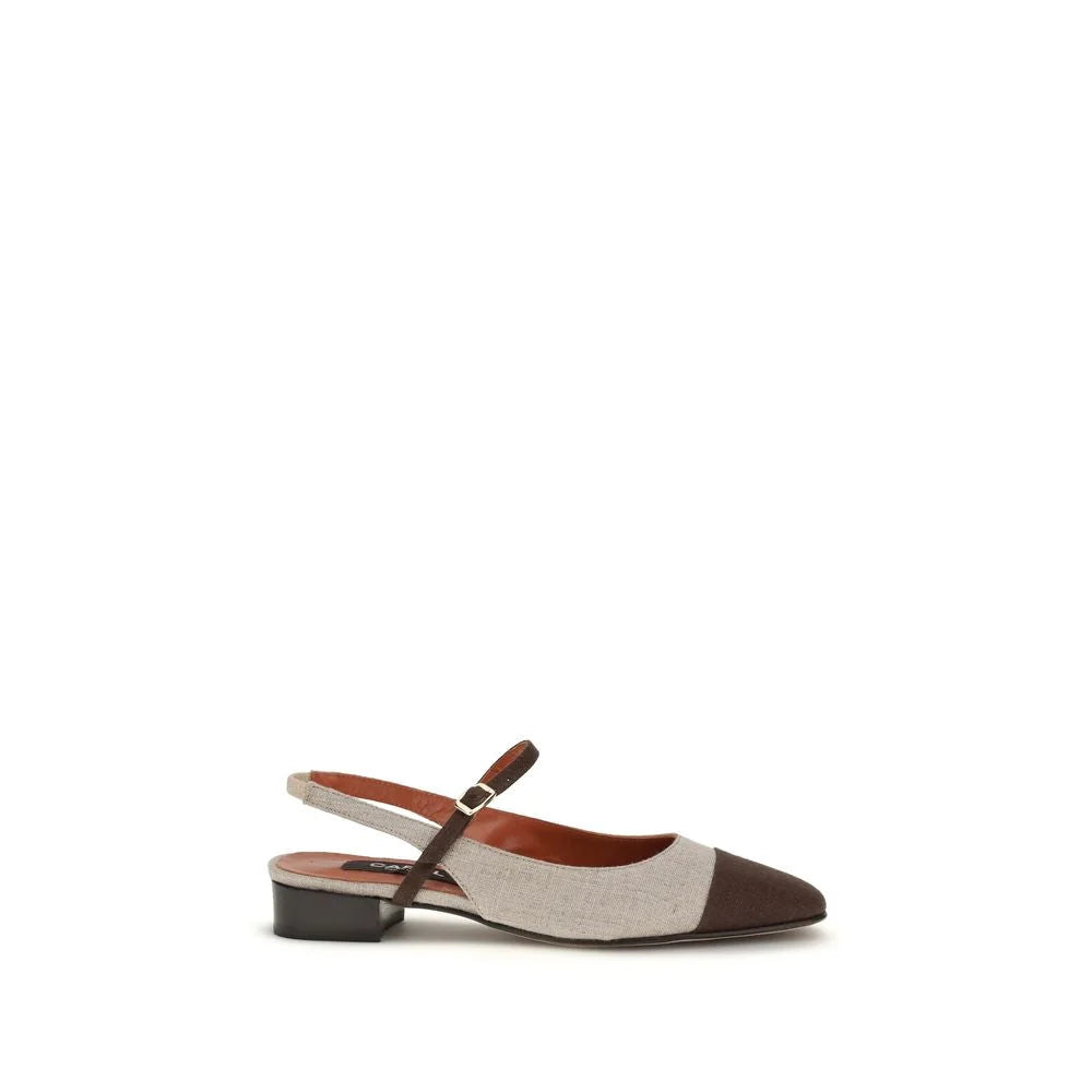 Carel Paris Beige Cotton Ballet Flats