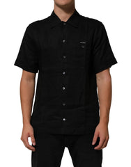 Carhartt Wip Black Linen Collared Short Sleeve Polo Shirt - IT38 | XS