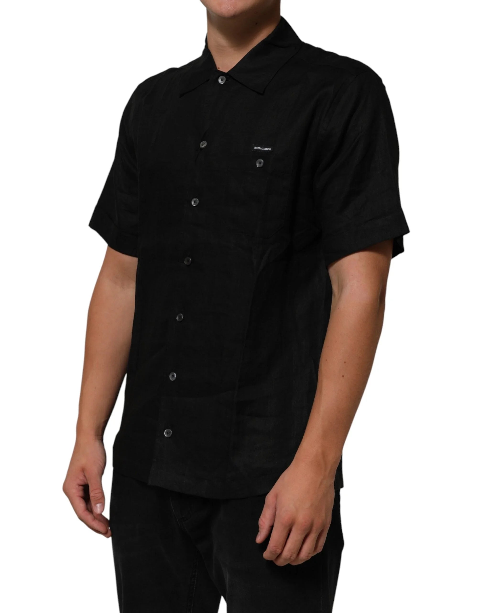 Carhartt Wip Black Linen Collared Short Sleeve Polo Shirt - IT38 | XS