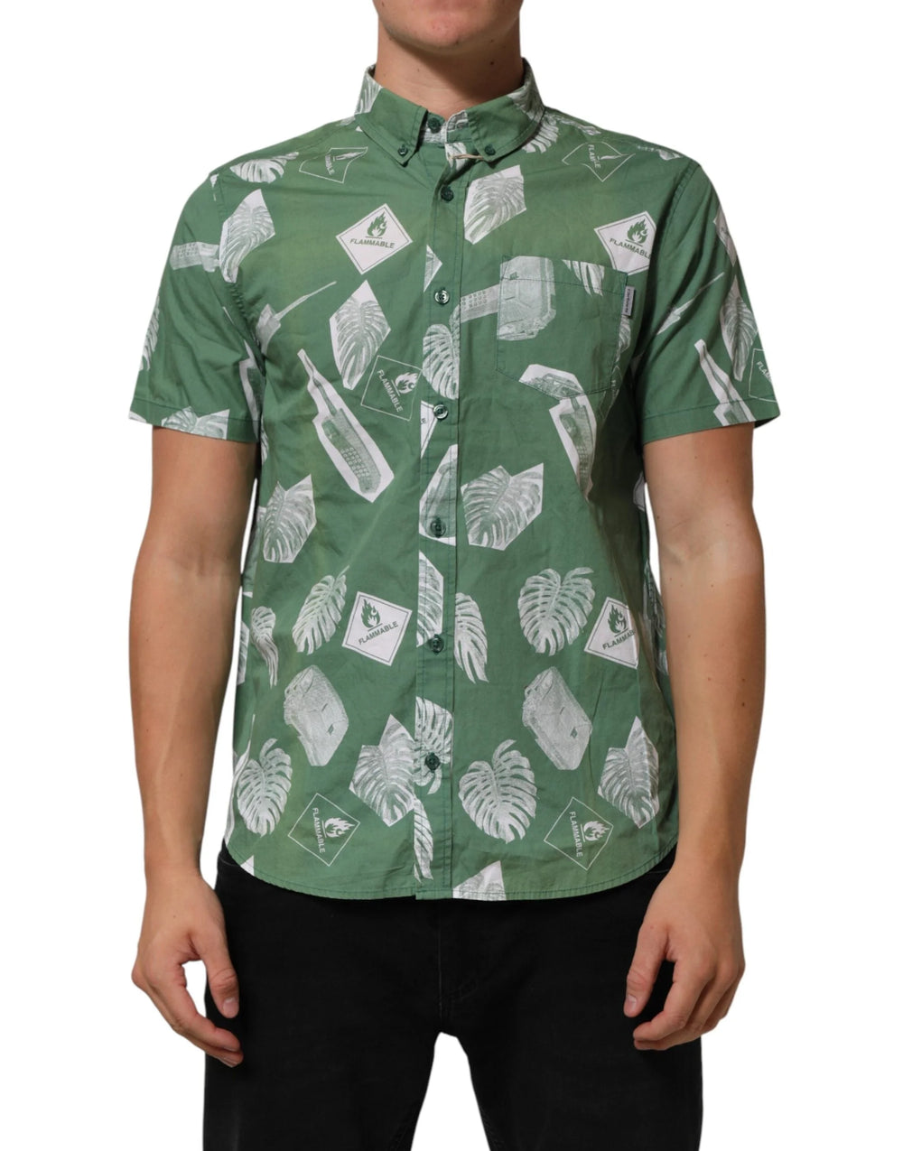 Carhartt Wip Green Printed Cotton Collared Short Sleeves Polo Shirt - M - Polos