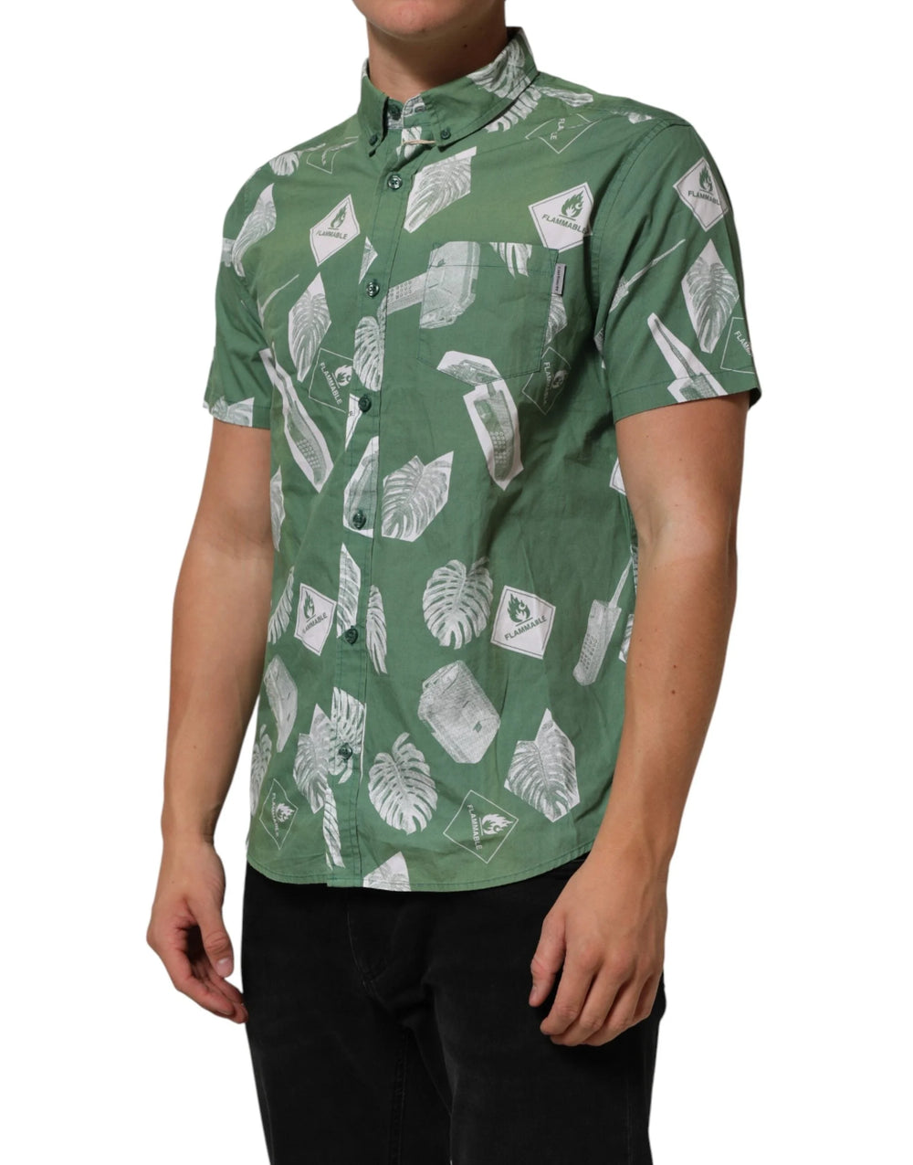 Carhartt Wip Green Printed Cotton Collared Short Sleeves Polo Shirt - M - Polos