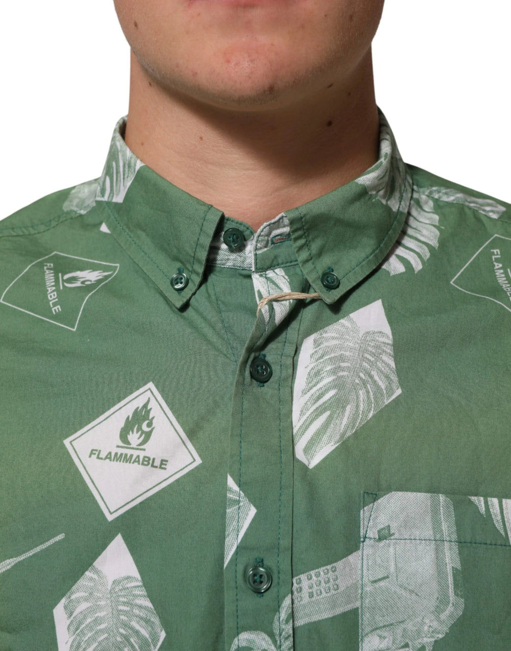 Carhartt Wip Green Printed Cotton Collared Short Sleeves Polo Shirt - M - Polos
