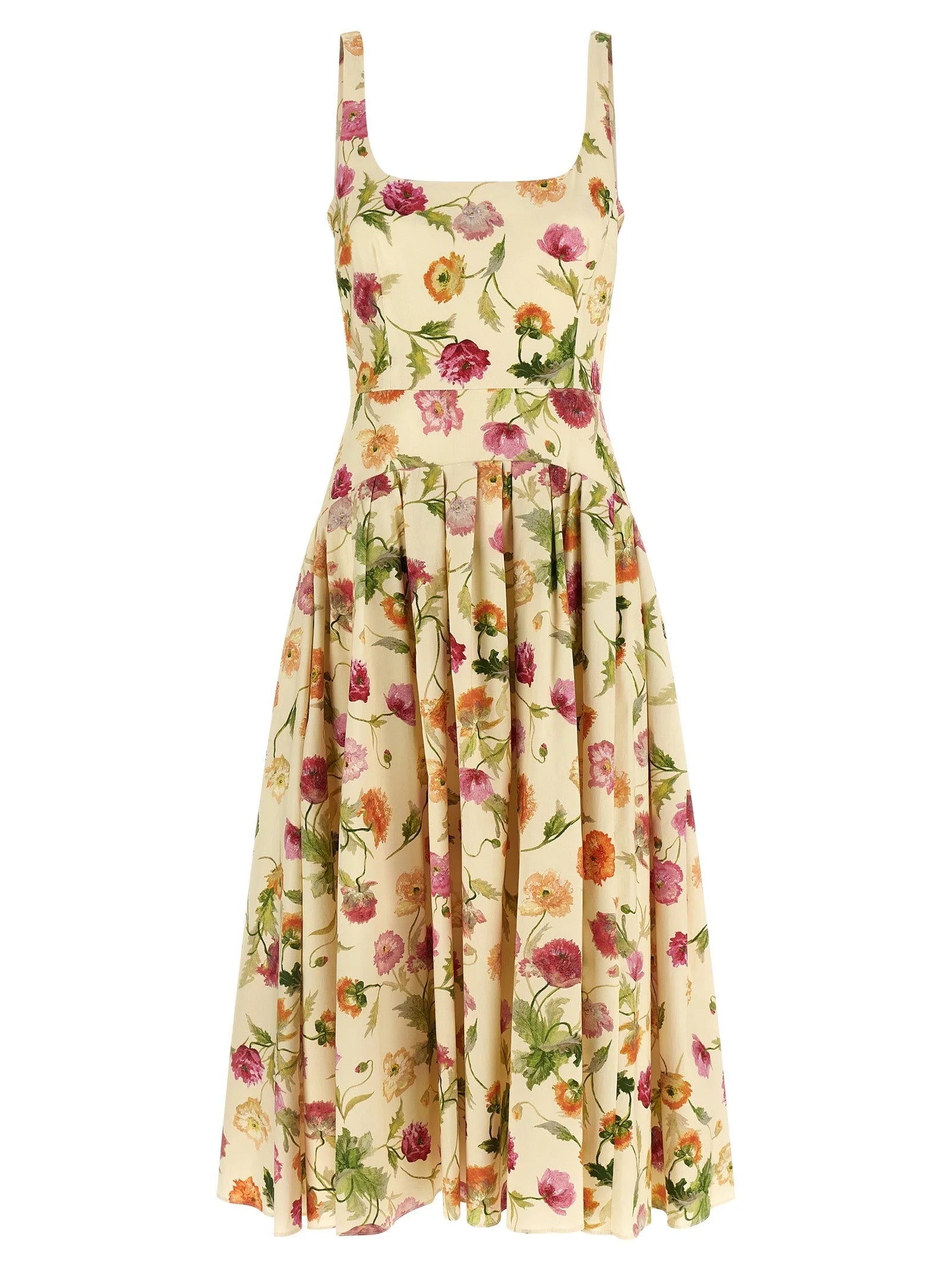 Carolina Herrera Beige Cotton Midi Dress - 8