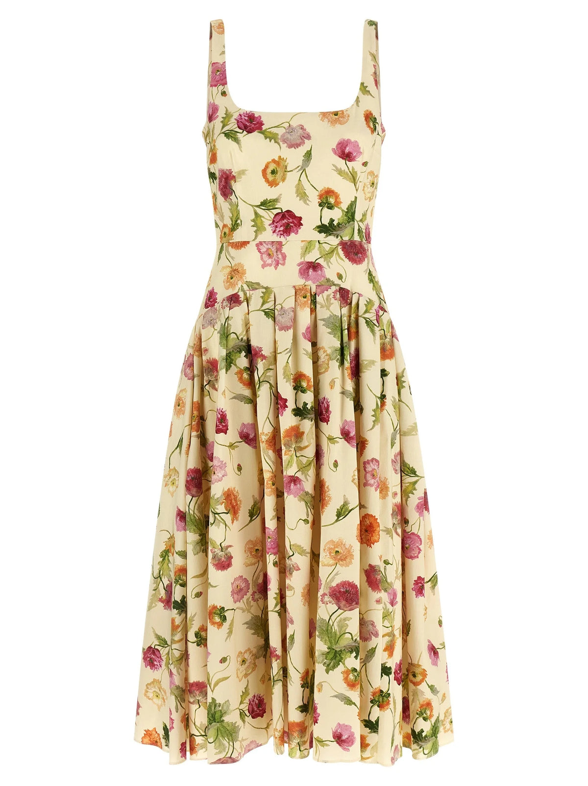 Carolina Herrera Beige Cotton Midi Dress - 8