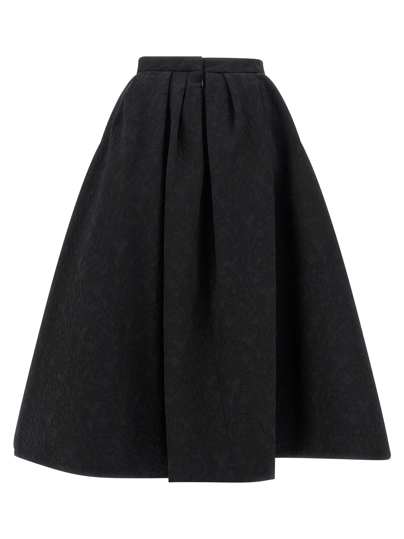 Carolina Herrera Black Cotton Midi Skirt - 6