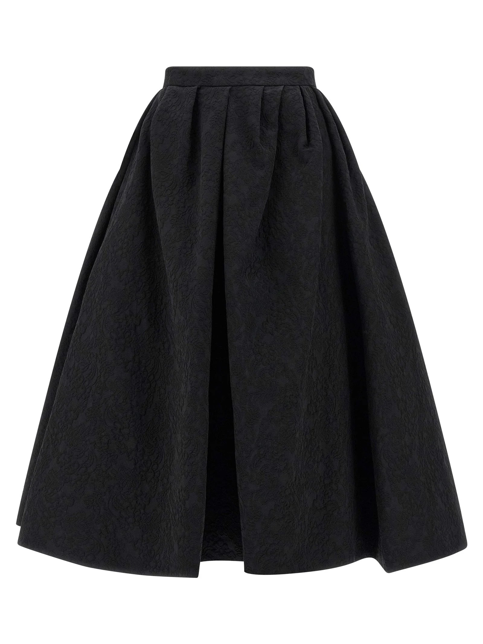 Carolina Herrera Black Cotton Midi Skirt - 6