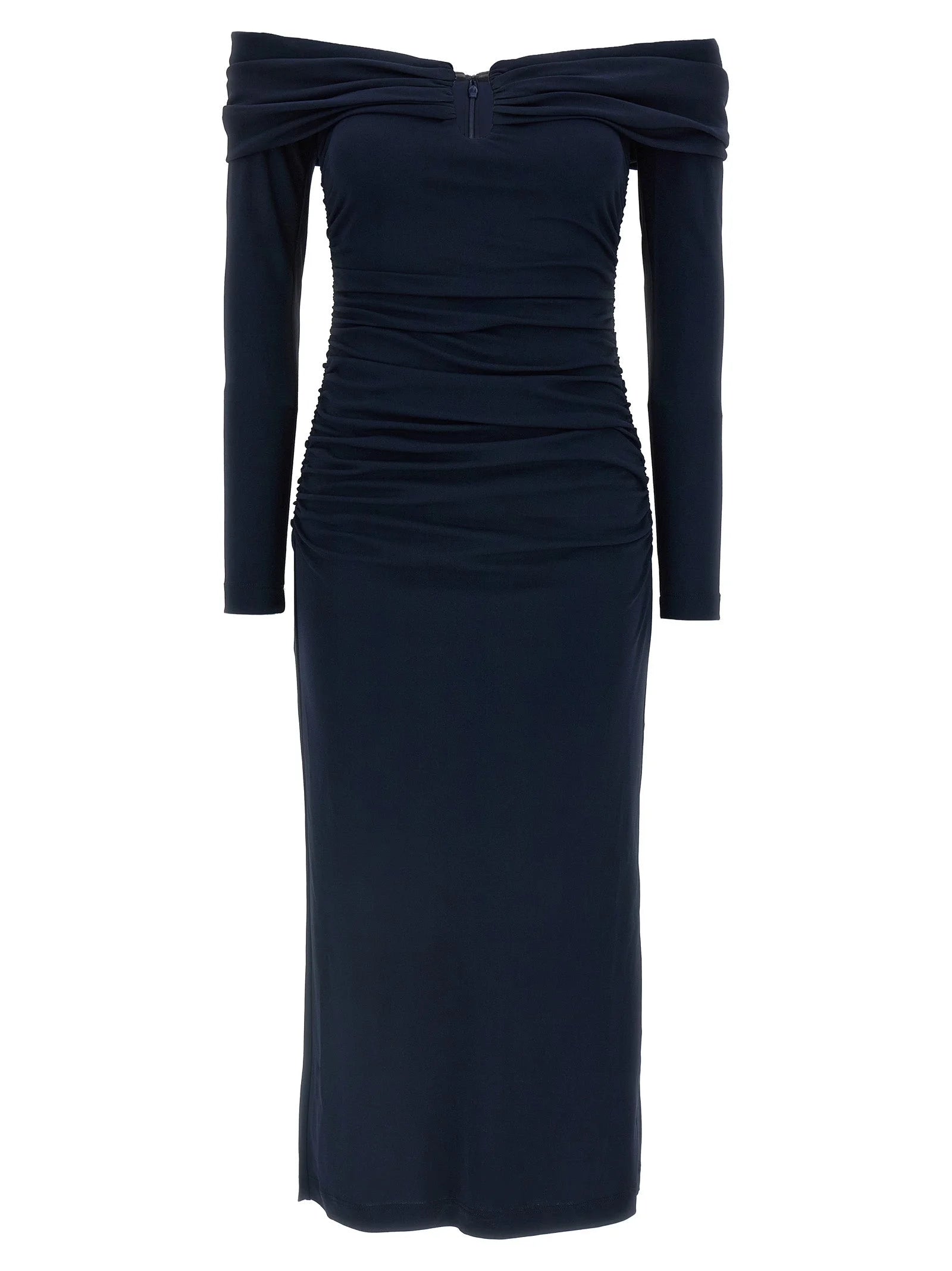Carolina Herrera Blue Marabou Midi Dress - S