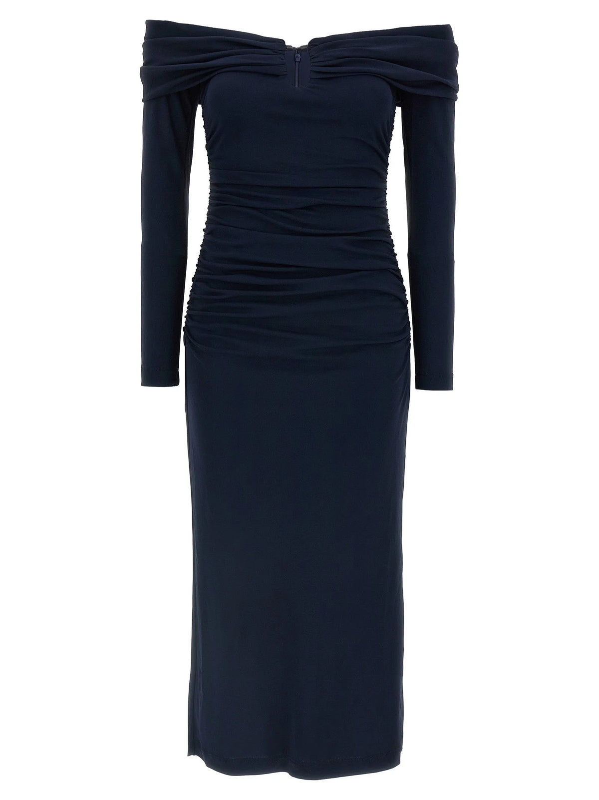 Carolina Herrera Blue Marabou Midi Dress - S