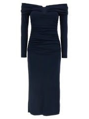Carolina Herrera Blue Marabou Midi Dress - S