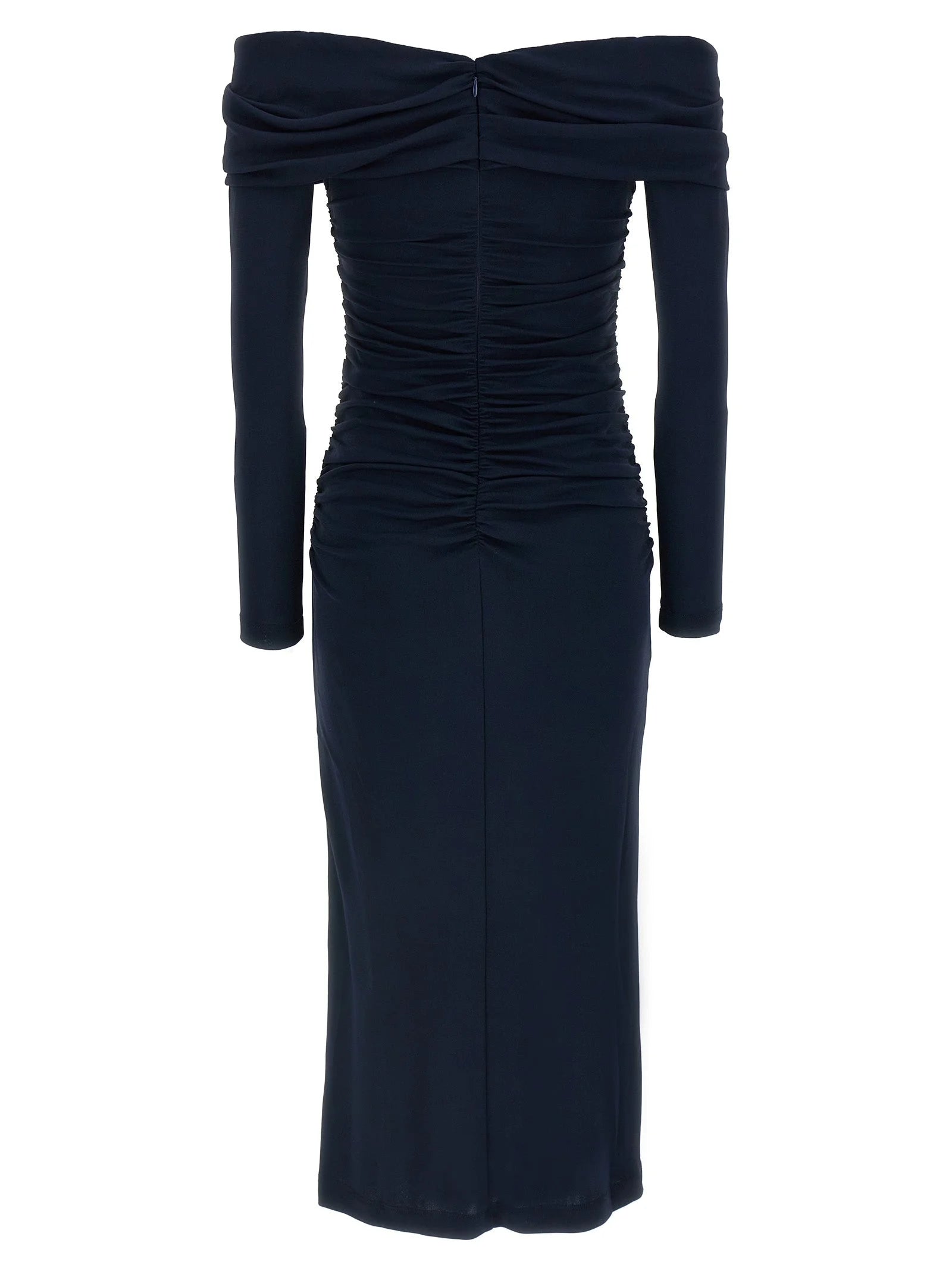 Carolina Herrera Blue Marabou Midi Dress - S