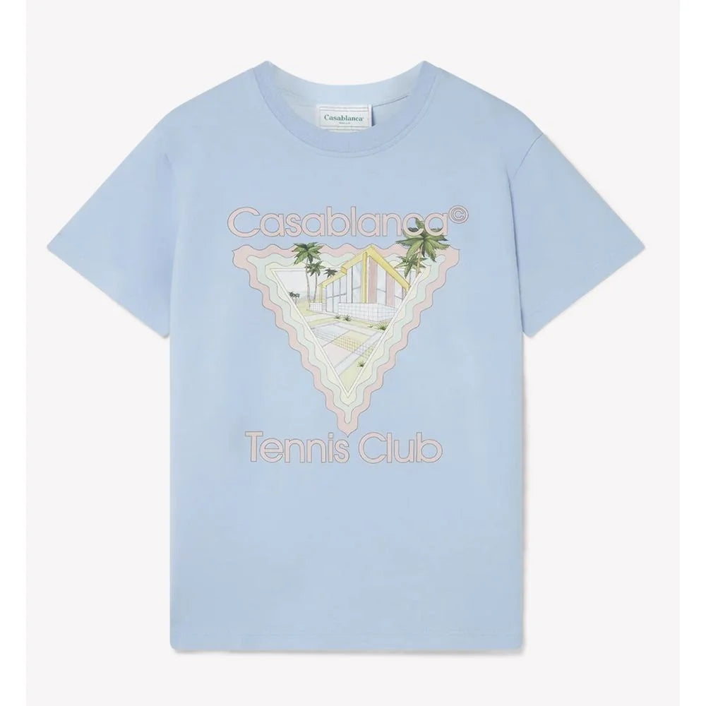 Casablanca Blue Cotton T-Shirt - XL - T-Shirts