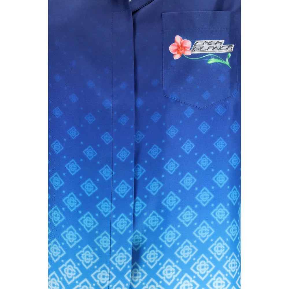 Casablanca Blue Silk Polo Shirt