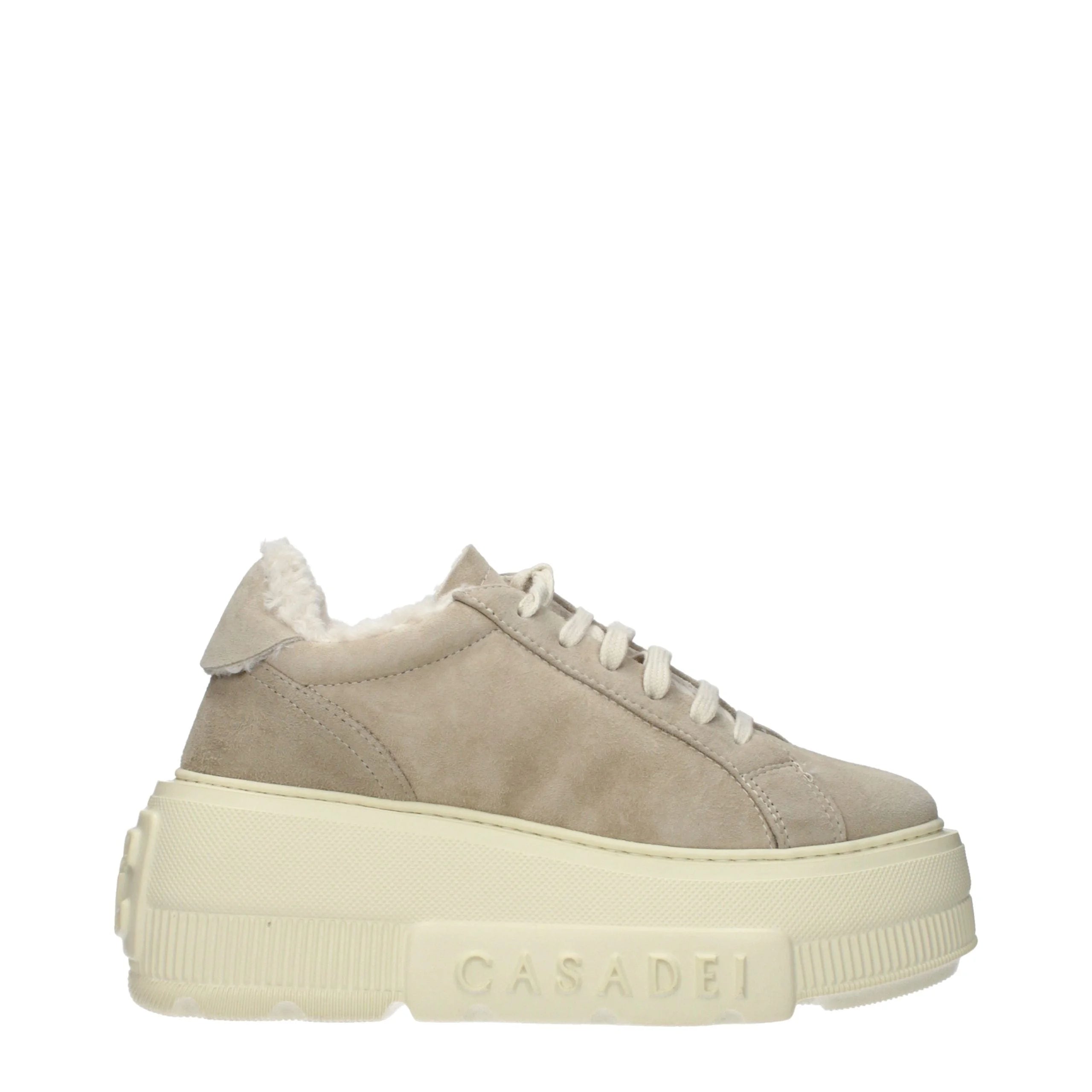 Casadei Beige Leather Chunky Sneakers