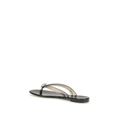 Casadei Black Polyurethane Flat Sandals - EU37/US7