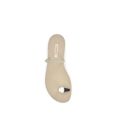 Casadei Gold Calf Leather Bos Taurus Flat Sandals - EU36/US6
