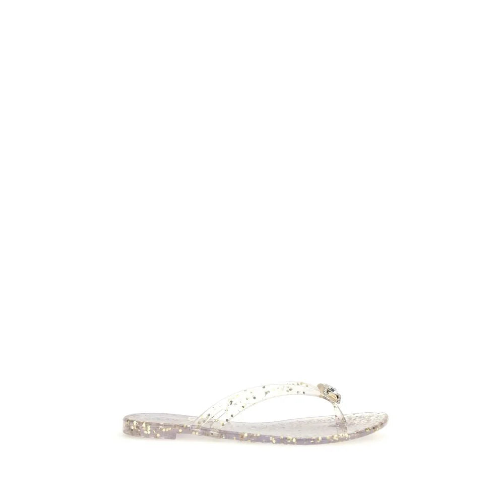 Casadei Gold Polyurethane Flat Sandals