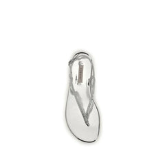 Casadei Silver Calf Leather Bos Taurus Flat Sandals