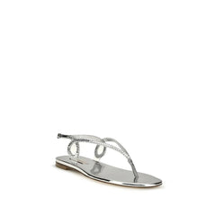 Casadei Silver Calf Leather Bos Taurus Flat Sandals - EU40/US10