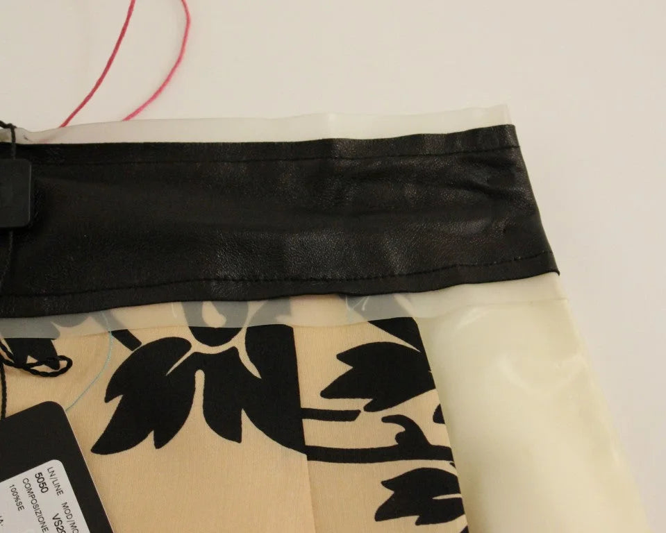 Caterina Gatta Beige Floral Print Silk Mini Skirt - IT40|S - Skirts