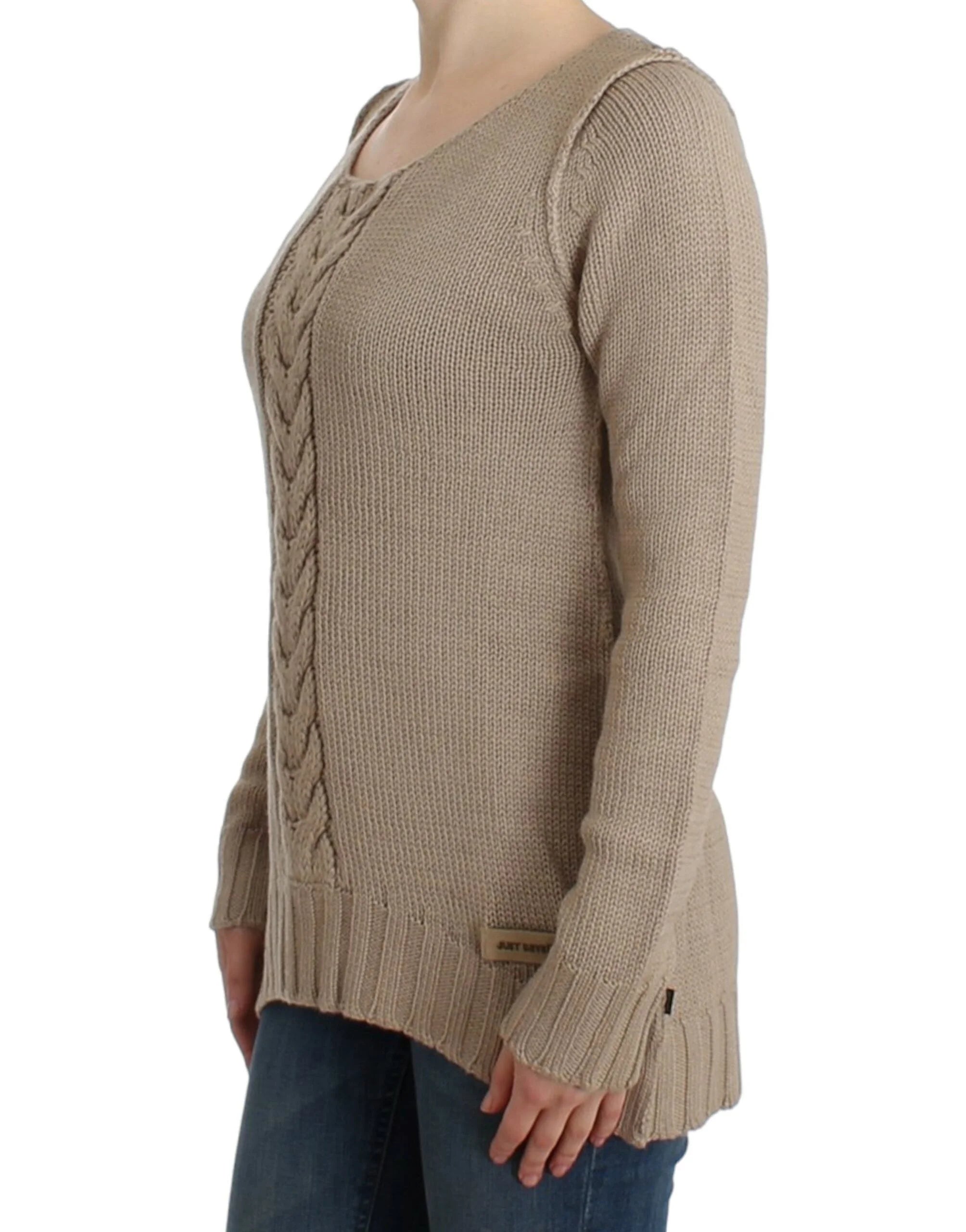 Cavalli Beige knitted wool sweater - Sweaters
