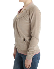 Cavalli Beige velvet zipup sweater - IT40|S - Cardigans