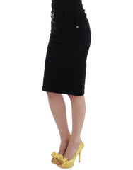 Cavalli Black Corduroy Pencil Skirt - Skirts