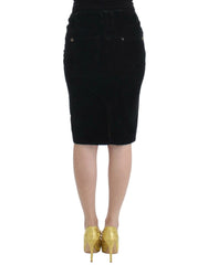 Cavalli Black Corduroy Pencil Skirt - Skirts